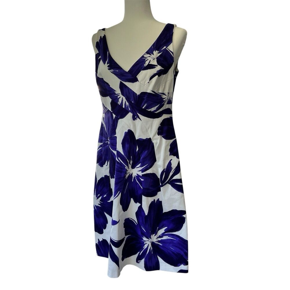 Jones New York‎ Fit And Flare Purple Floral Sleeveless Midi Dress Sz 10 RN 54050
